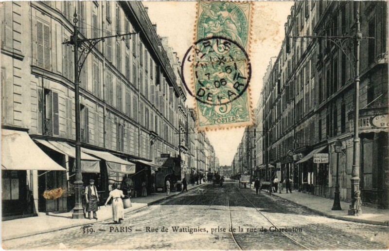 Carte postale ancienne Paris 12e Rue de Wattignies Rue de Charenton P. Marmuse à Paris 12e