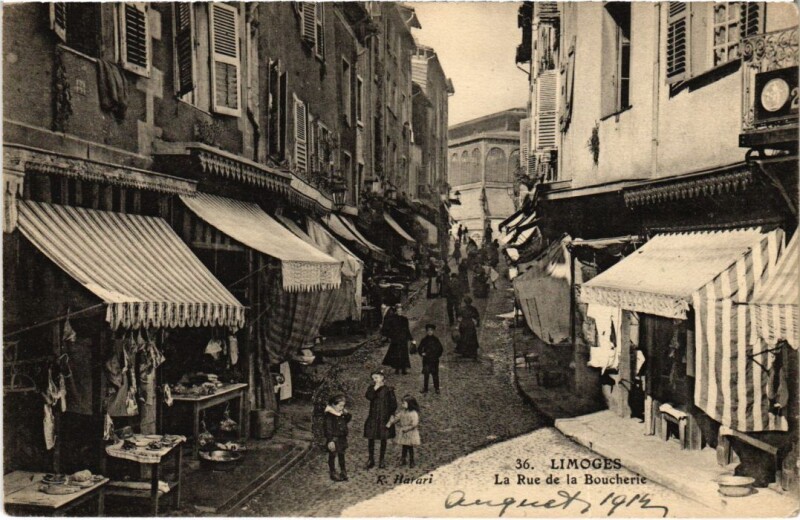 Carte postale ancienne Limoges Rue de la Boucherie à Limoges