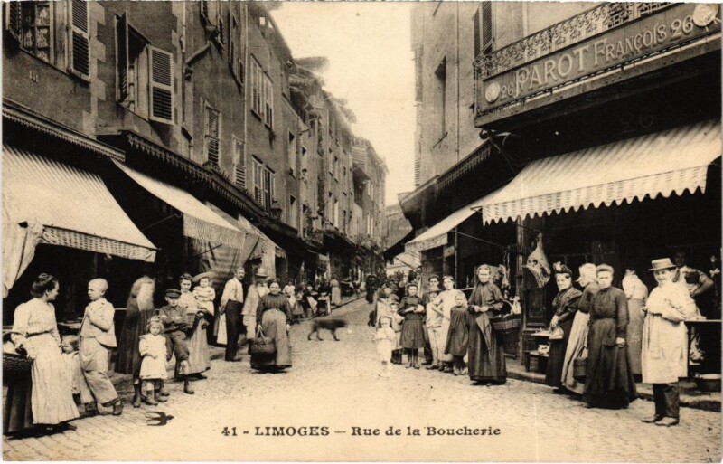 Carte postale ancienne Limoges Rue de la Boucherie à Limoges