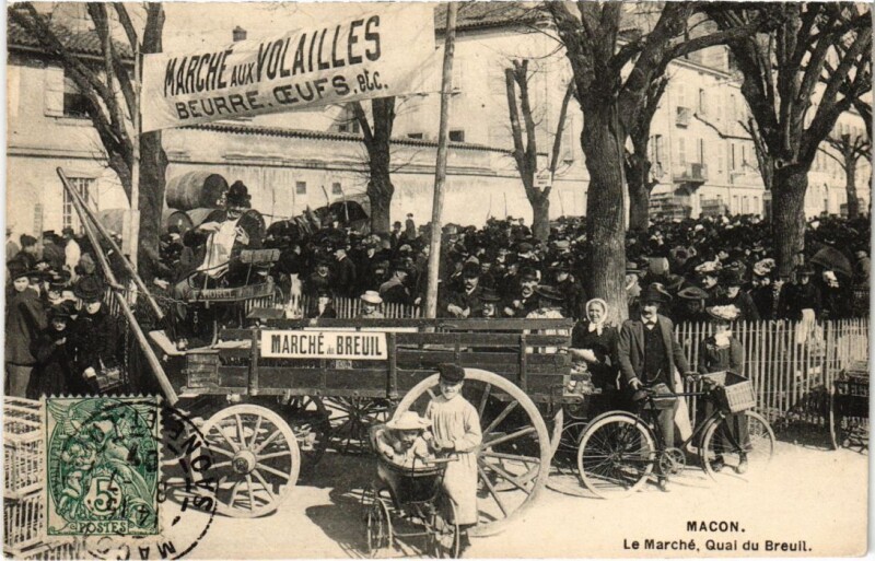 Carte postale ancienne Macon Le marche Quai du Breuil
