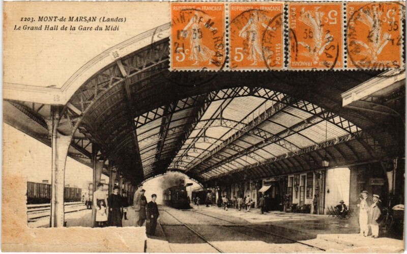 Carte postale ancienne Mont-De-Marsan Le Grand Hall de la gare railway Station Bahnhof à Mont-de-Marsan