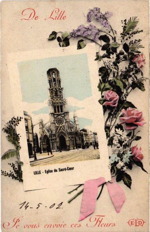 Carte postale ancienne Lille Eglise du Sacre-Coeur à Lille
