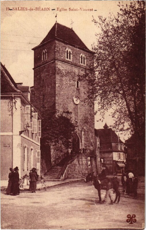 Carte postale ancienne Salies-De-Bearn Eglise Saint-Vincent à Saint-Vincent