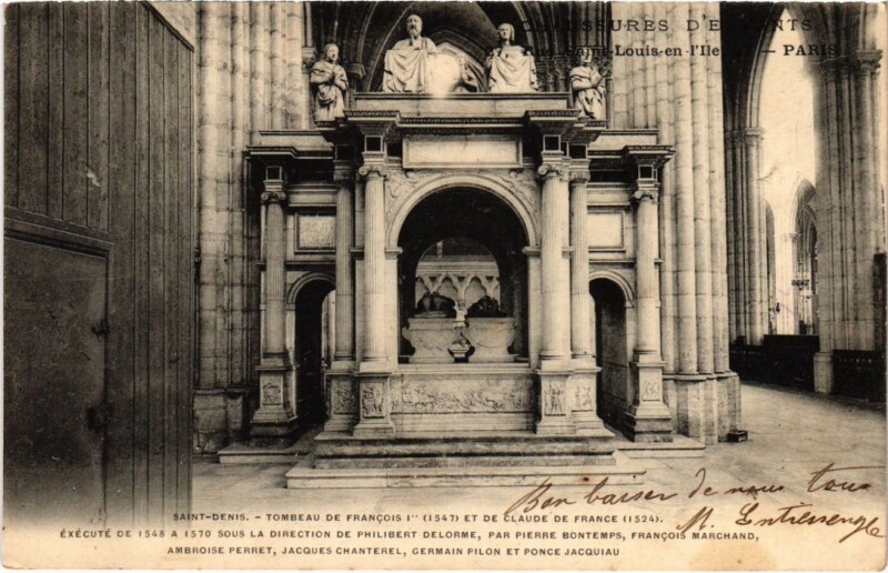 Carte postale ancienne Saint-Denis Tombeau de Francois 1er à Saint-Denis
