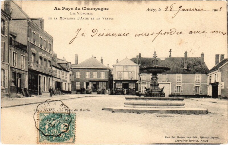Carte postale ancienne Avize Place du Marche à Avize
