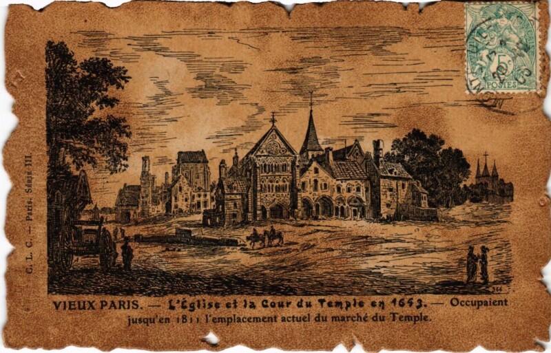 Carte postale ancienne Vieux Paris Eglise et Cour du Temple