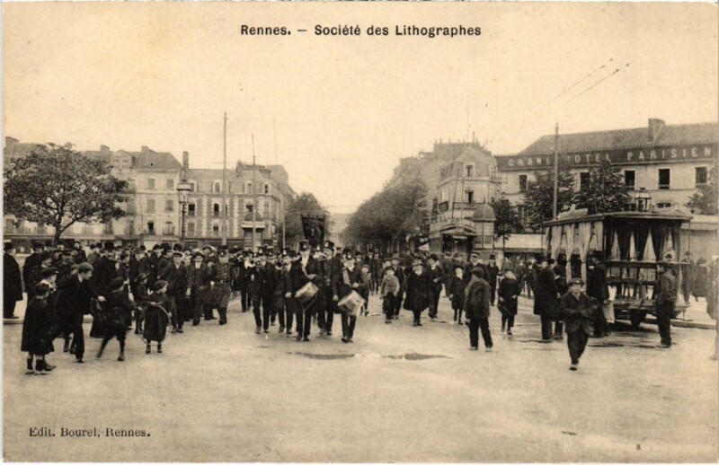 Carte postale ancienne Rennes Scoiete des Lithographes à Rennes