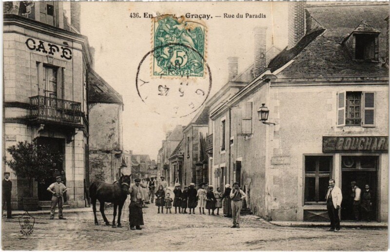 Carte postale ancienne En Berry Gracay Rue du Paradis