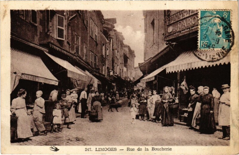 Carte postale ancienne Limoges rue de la Boucherie à Limoges