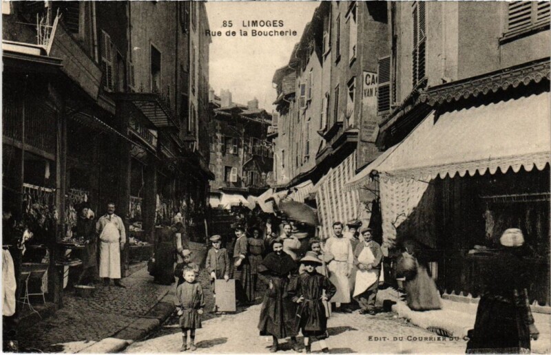Carte postale ancienne Limoges Rue de la Boucherie à Limoges