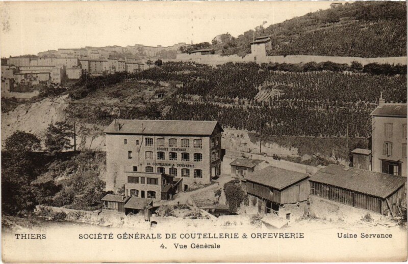 Carte postale ancienne Thiers Usine Servance Soc. general de Coutellerie et Orfevrerie