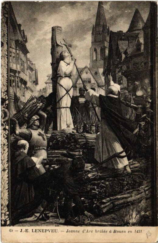 Carte postale ancienne Rouen Jeanne d'Arc brulee à Rouen