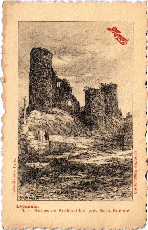 Carte postale ancienne Pres Saint-Etienne Ruines de Rochetaillee à Roche