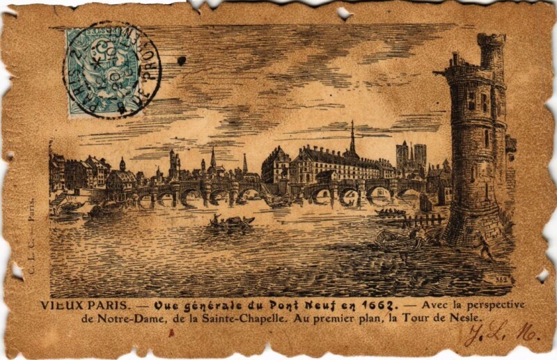 Carte postale ancienne Vieux Paris Vue generale du Pont Neuf