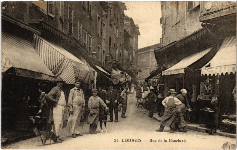 Carte postale ancienne Limoges rue de la Boucherie à Limoges