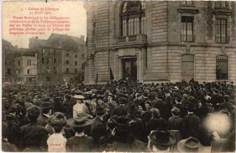 Carte postale ancienne Greves Limoges Pierre Bertrand à Limoges