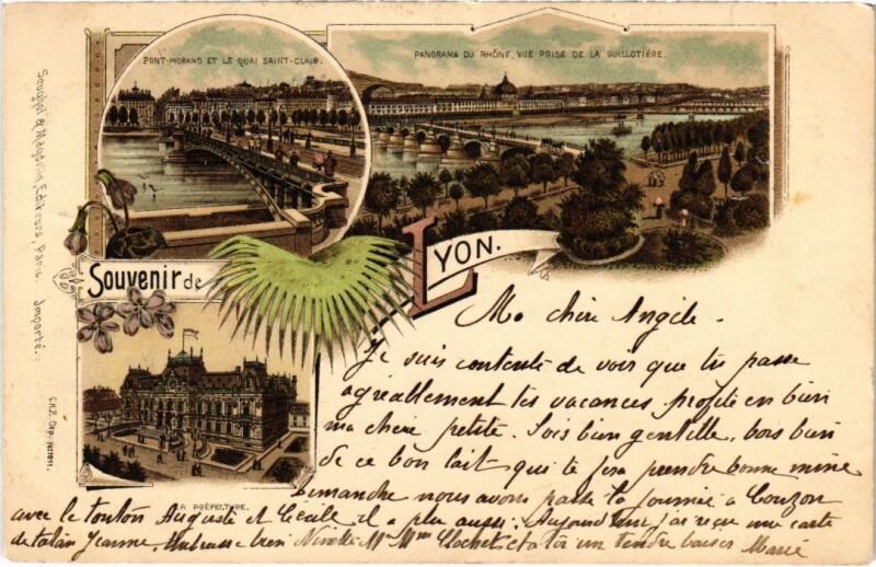Carte postale ancienne Souvenir Lyon Litho