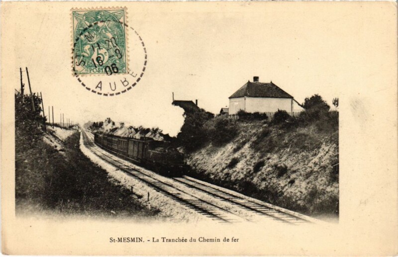 Carte postale ancienne Saint-Mesmin La Tranchee du chemin de fer à Saint-Mesmin