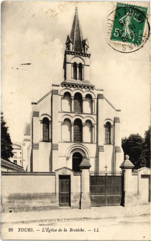 Carte postale ancienne Tours Eglise de la Breteche à Tours