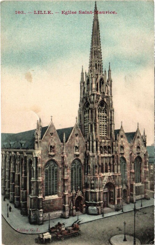 Carte postale ancienne Lille Eglise Saint-Maurice à Lille