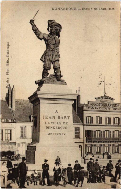 Carte postale ancienne Dunkerque Statue de Jean bart à Dunkerque