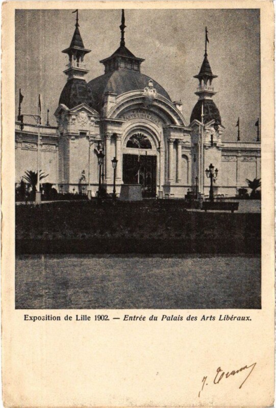 Carte postale ancienne Expo Lille 1902 Palais des Arts Liberaux à Lille