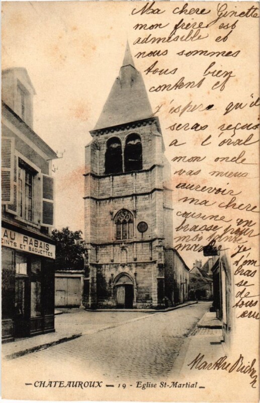 Carte postale ancienne Chateauroux Eglise Saint-Martial