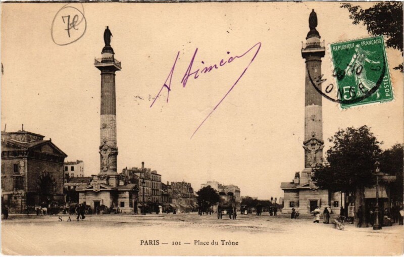 Carte postale ancienne Paris 11e Place du Trone à Paris 11e