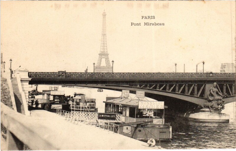 Carte postale ancienne Pont Mirabeau à Paris 16e
