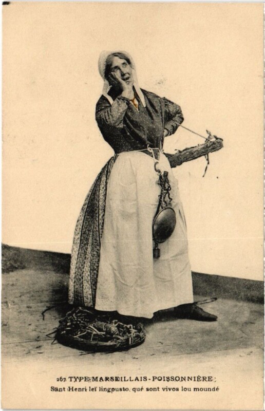 Carte postale ancienne Marseille Type Marseillais - Poissonnerie à Marseille