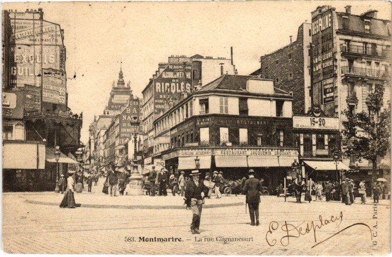 Carte postale ancienne Montmartre - La rue Clignancourt à Paris 9e