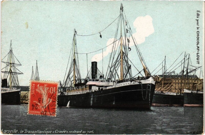Carte postale ancienne Marseille Le Transatlantique Crimee Rentrant au Port à Marseille