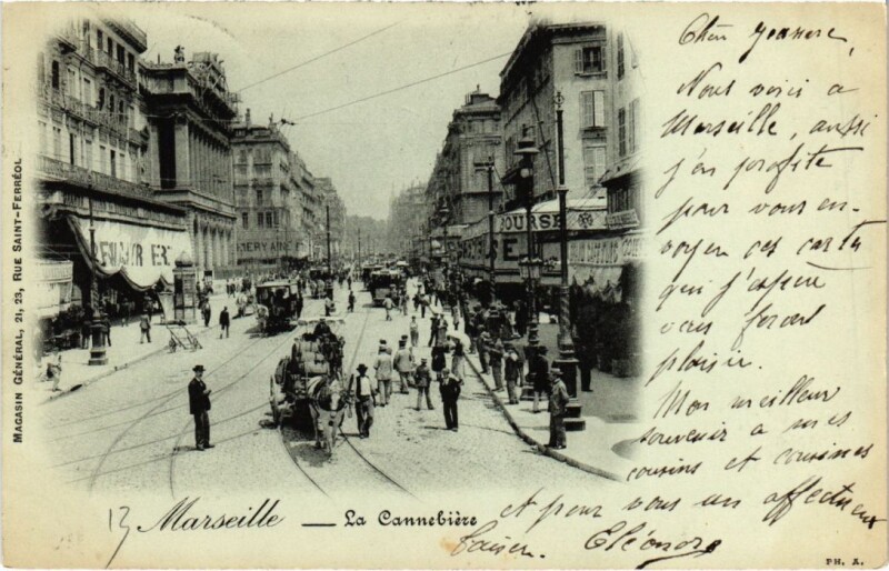 Carte postale ancienne Marseille La Cannebiere à Marseille