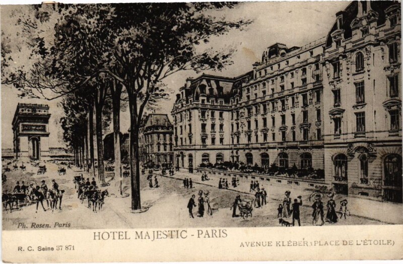 Carte postale ancienne Hôtel Majestic - Avenue Kléber (Place de l'Etoile) à Paris 16e