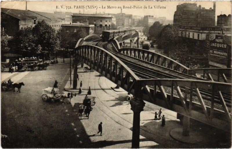 Carte postale ancienne Le Métro au Rond-point de la Villette à Paris 19e