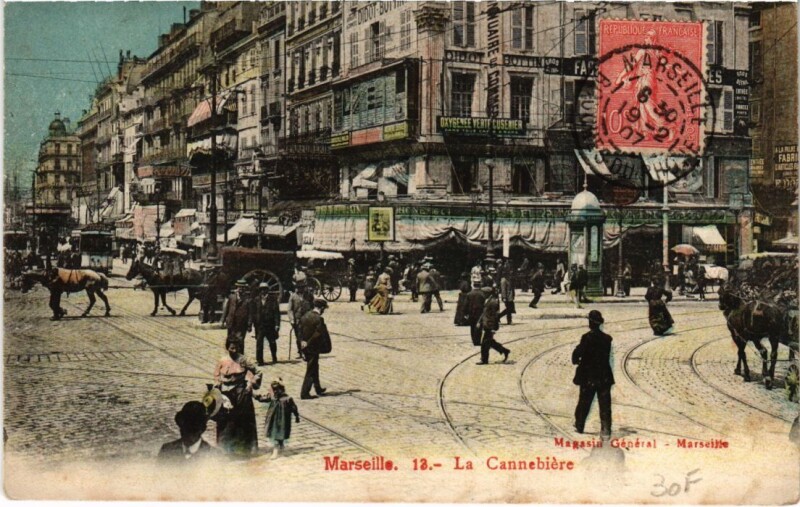 Carte postale ancienne Marseille La Cannebiere à Marseille