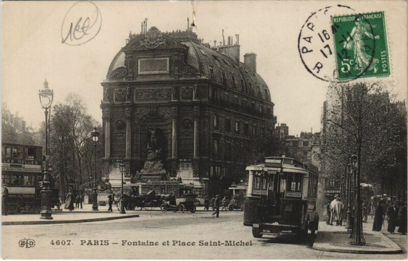 Carte postale ancienne Paris 6e Fontaine Saint-Michel