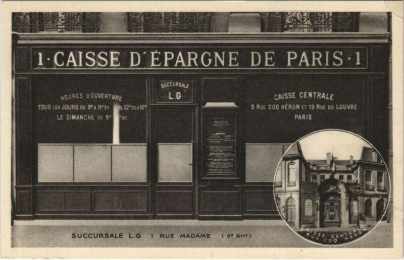 Carte postale ancienne Paris 6e 1, Rue Madame Caisse d'Epargne