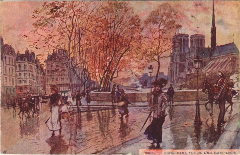 Carte postale ancienne Notre-Dame vue de l'Ile-Saint-Louis à Paris 5e