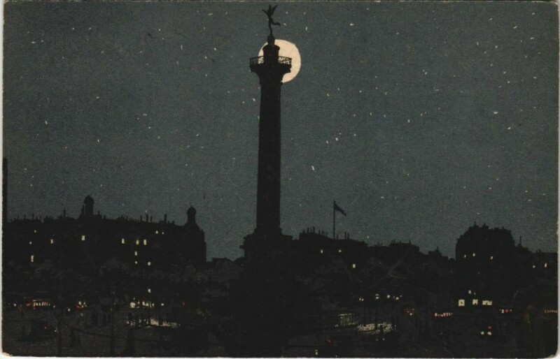 Carte postale ancienne La Place de la Bastille à 9 heures à Paris 12e