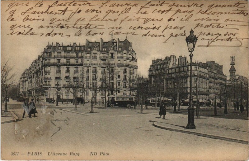 Carte postale ancienne Paris 7e Avenue Rapp