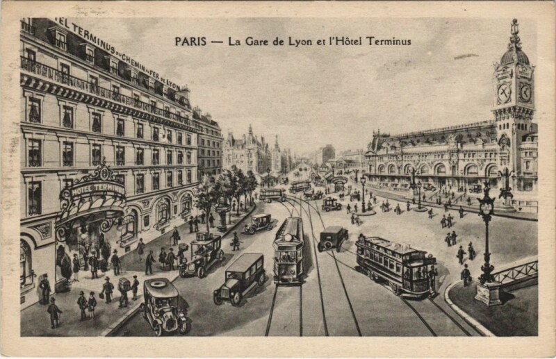 Carte postale ancienne Paris 12e Gare de Lyon et Hotel Terminus
