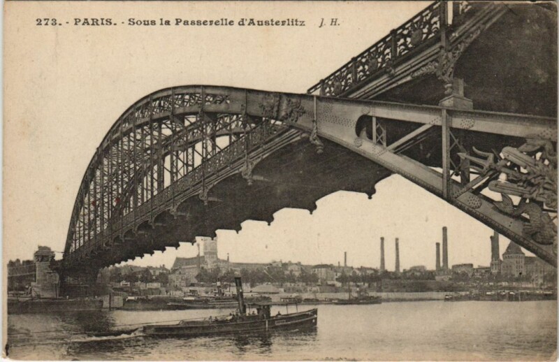 Carte postale ancienne Paris 12e Passerelle d'Austerlitz