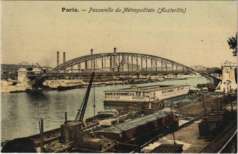 Carte postale ancienne Passerelle du Métropolitain (Austerlitz) à Paris 12e