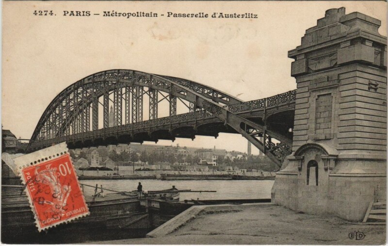 Carte postale ancienne Paris 12e Passerelle d'Austerlitz