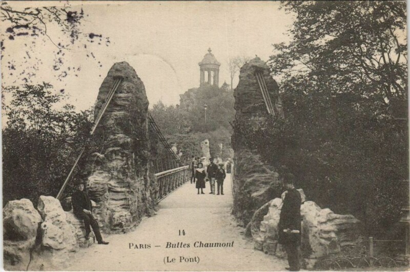 Carte postale ancienne Buttes Chaumont - Le Pont à Paris 19e