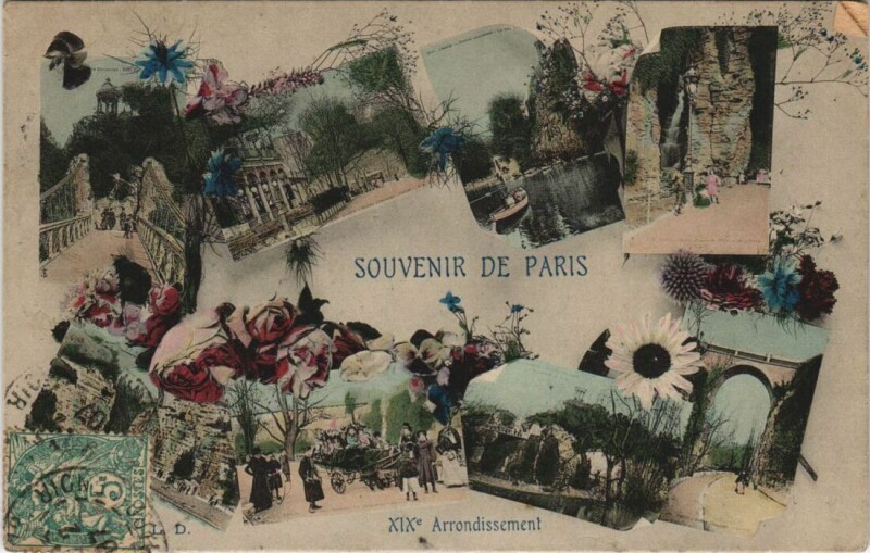 Carte postale ancienne Paris 19e Souvenir