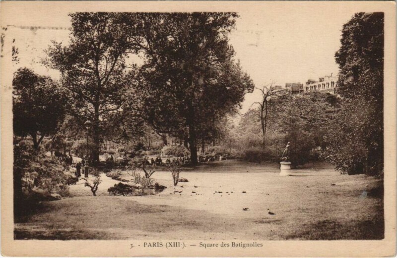 Carte postale ancienne Paris 13e Square des Batignolles