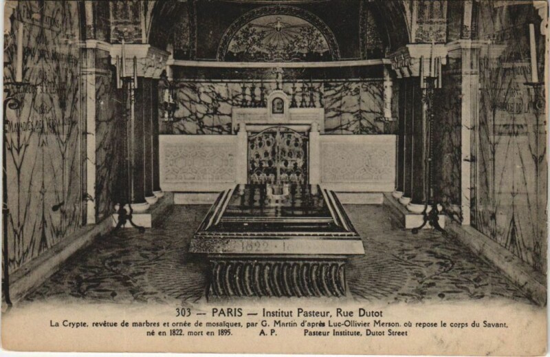 Carte postale ancienne Institut Pasteur, Rue Dutot - La Crypte où repose le corps du Savant à Paris 15e
