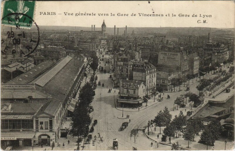 Carte postale ancienne Vue Générale vers la Gare de Vincennes et la Gare de Lyon à Paris 12e
